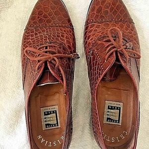 David Eden Men Shoes Size 9 Brown Leather Genuine Alligator